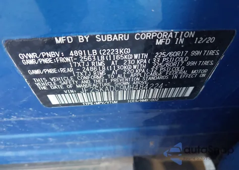 2021 Subaru Forester из США, поврежденный, VIN JF2SKADC9MH484224